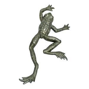 Vintage JJ Jonette 80's Signed Pewter Frog Brooch- Retro Amphibian Jewelry Pin